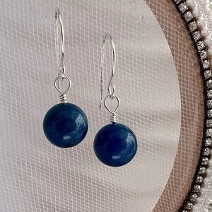 ARTISAN Sterling Silver Blue Jade Dangle Earrings